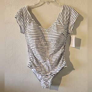 Meet Curve Swimsuit Striped Black White XL One Piece